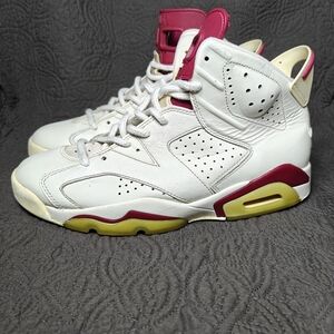 Nike Air Jordan 6 Retro Maroon White Sneakers Basketball Men's Shoes Size 9